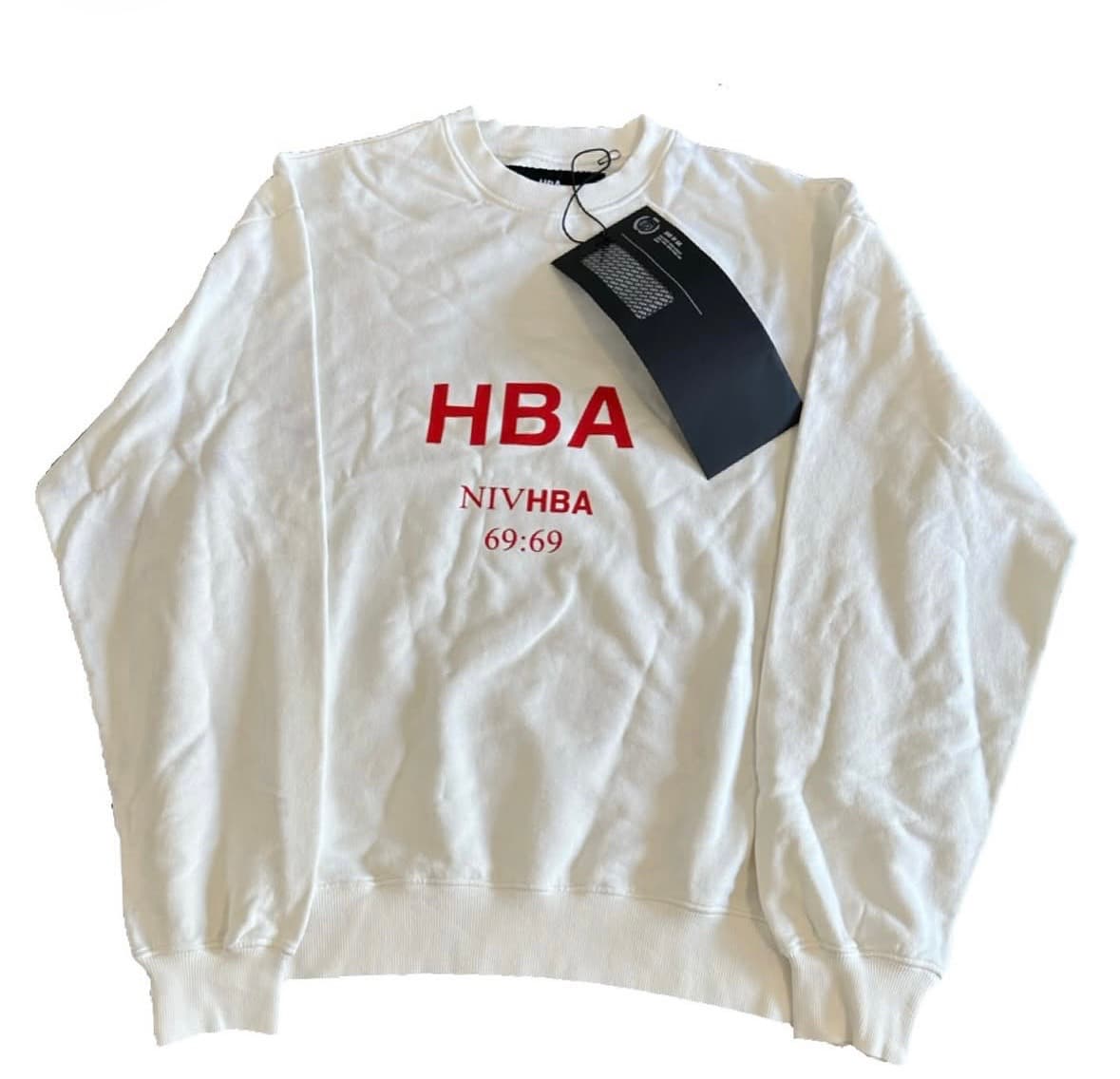 HBA 69 White Logo Crewneck Sweater